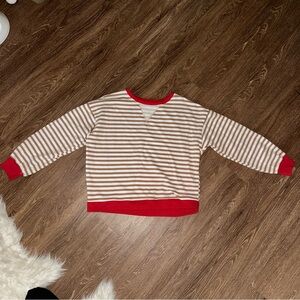 Red and beige striped sweatshirt- free people lookalike